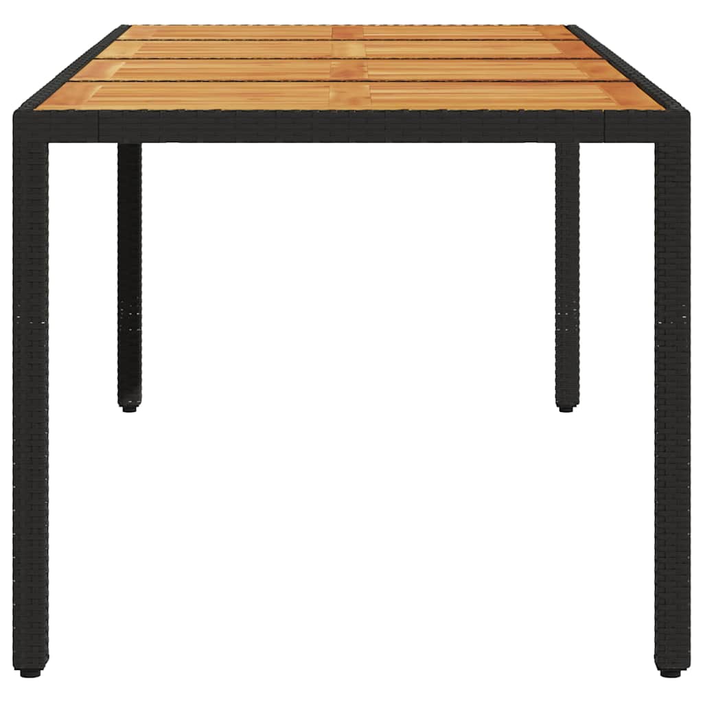 Vrtni stol s pločom od drva bagrema crni 190x90x75cm poliratana