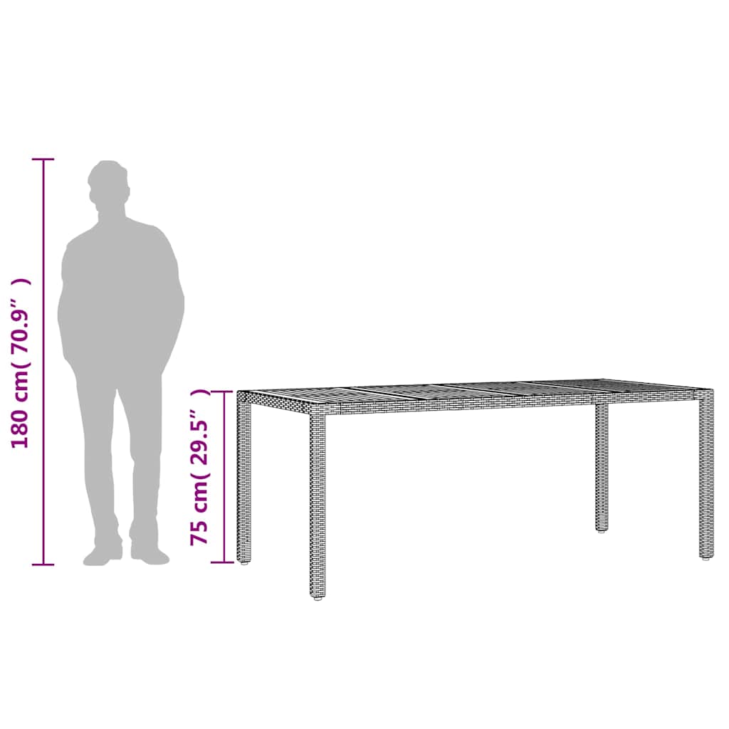 Vrtni stol s pločom od drva bagrema crni 190x90x75cm poliratana