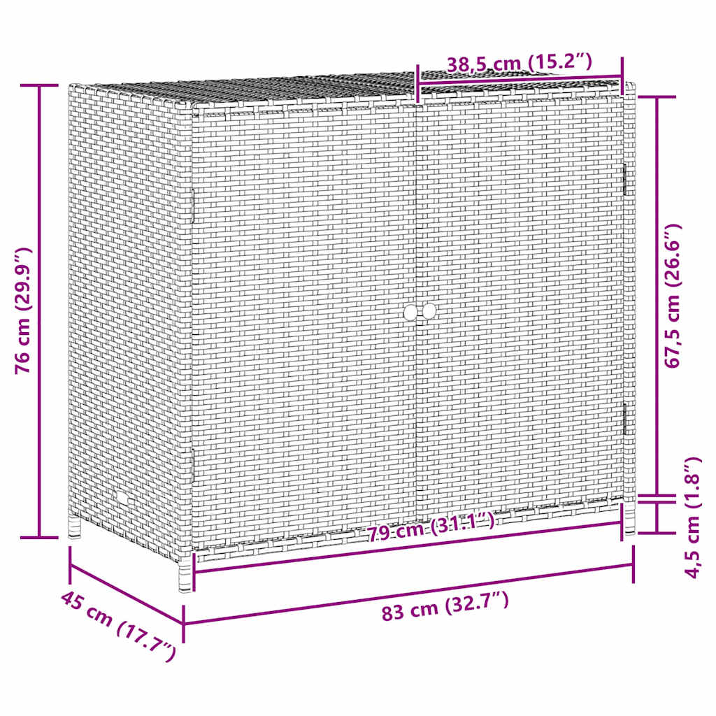 Vrtni ormarić za pohranu crni 83 x 45 x 76 cm od poliratana