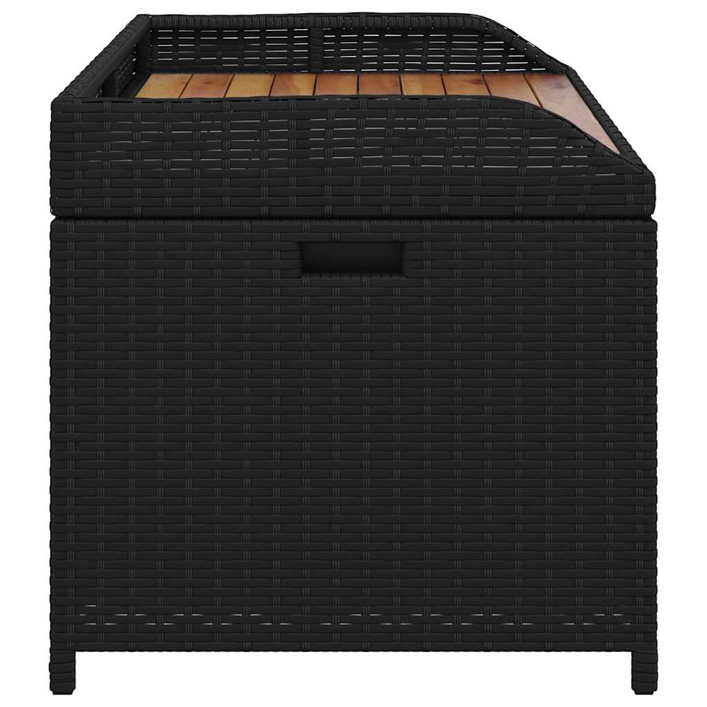 Klupa za pohranu crna 100x50x52 cm poliratan i bagremovo drvo