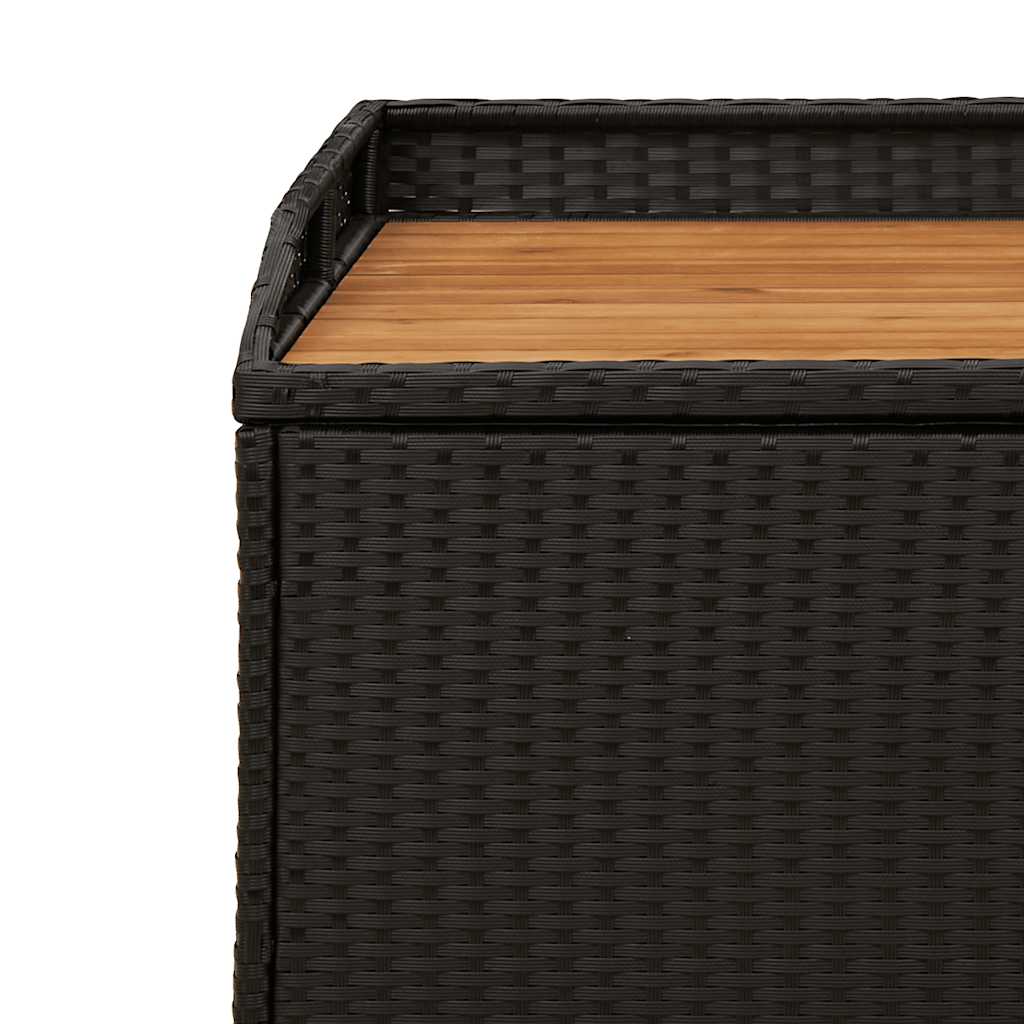 Klupa za pohranu crna 100x50x52 cm poliratan i bagremovo drvo