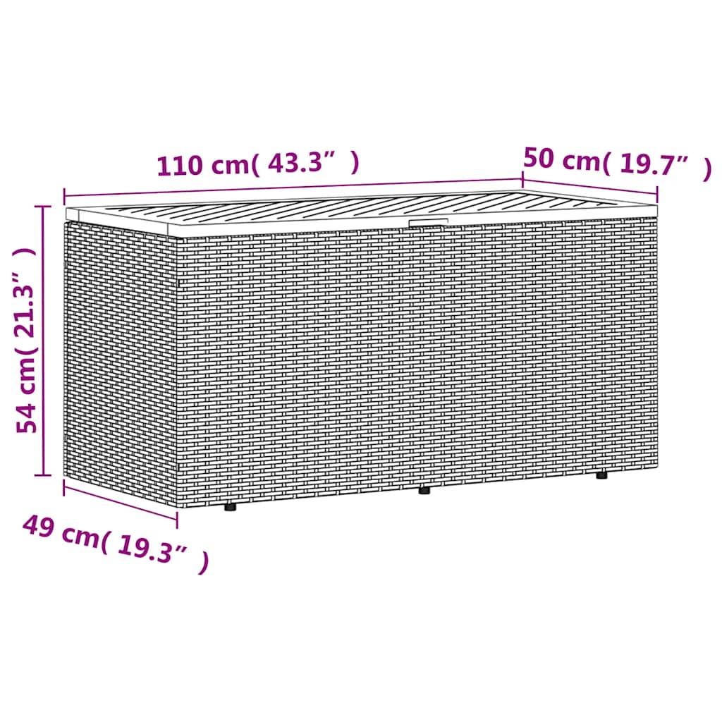 Vrtna kutija za pohranu crna 110x50x54 cm od poliratana i drva