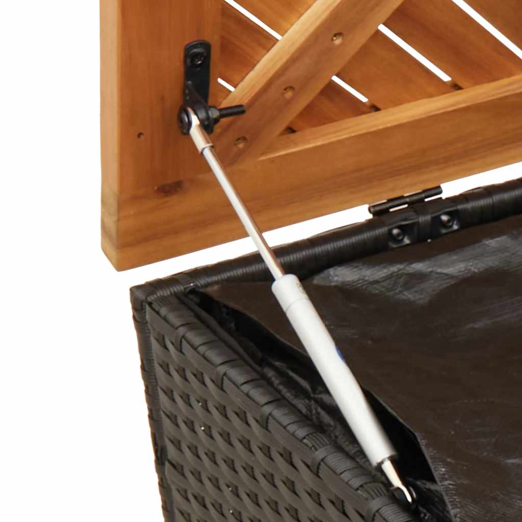 Vrtna kutija za pohranu crna 110x50x54 cm od poliratana i drva