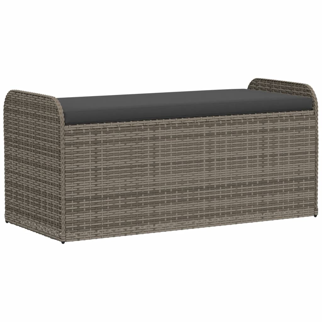 Klupa za pohranu s jastukom siva 115 x 51 x 52 cm od poliratana