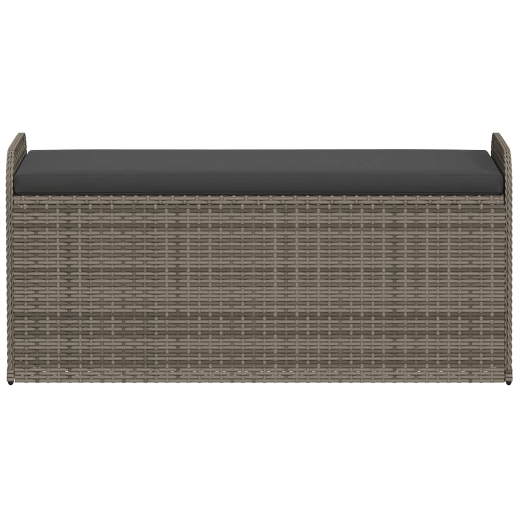 Klupa za pohranu s jastukom siva 115 x 51 x 52 cm od poliratana
