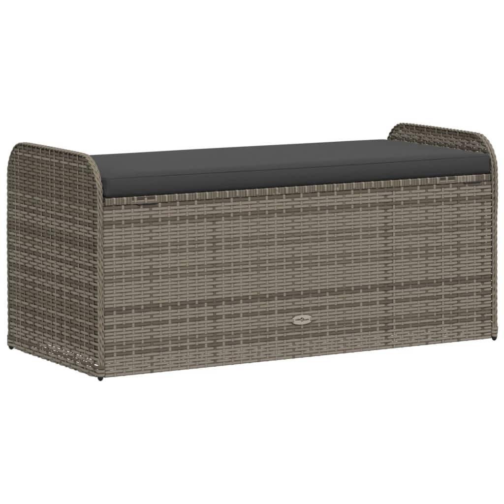 Klupa za pohranu s jastukom siva 115 x 51 x 52 cm od poliratana