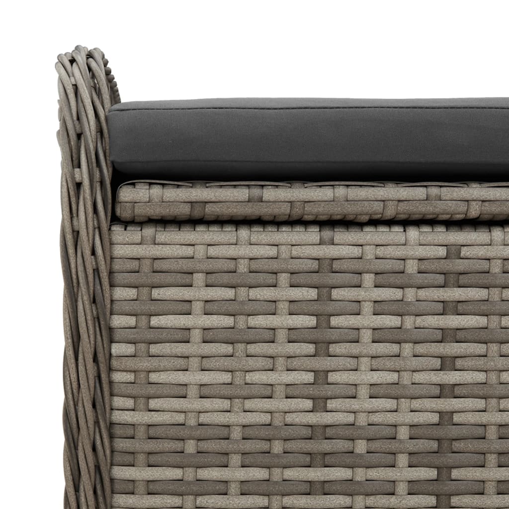Klupa za pohranu s jastukom siva 115 x 51 x 52 cm od poliratana