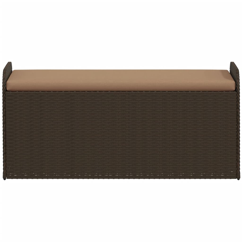 Klupa za pohranu s jastukom smeđa 115x51x52 cm od poliratana