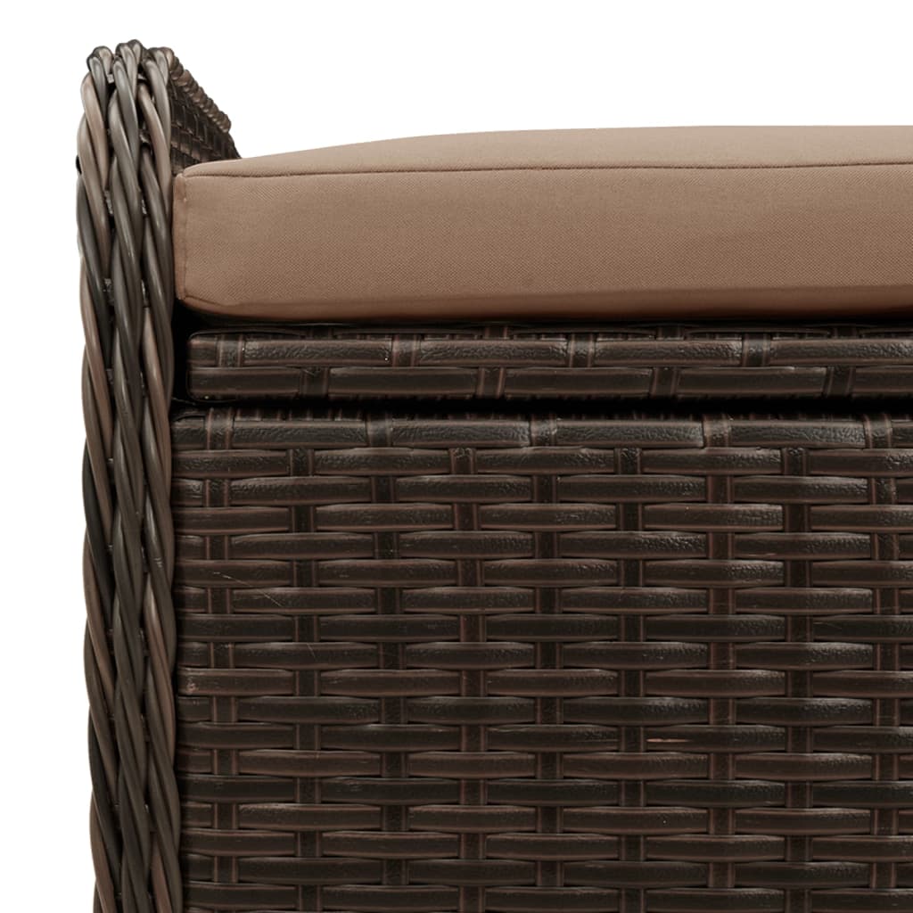 Klupa za pohranu s jastukom smeđa 115x51x52 cm od poliratana
