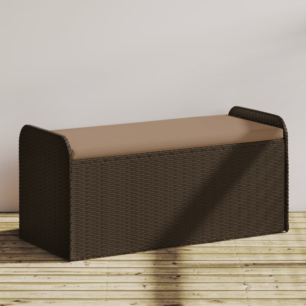 Klupa za pohranu s jastukom smeđa 115x51x52 cm od poliratana