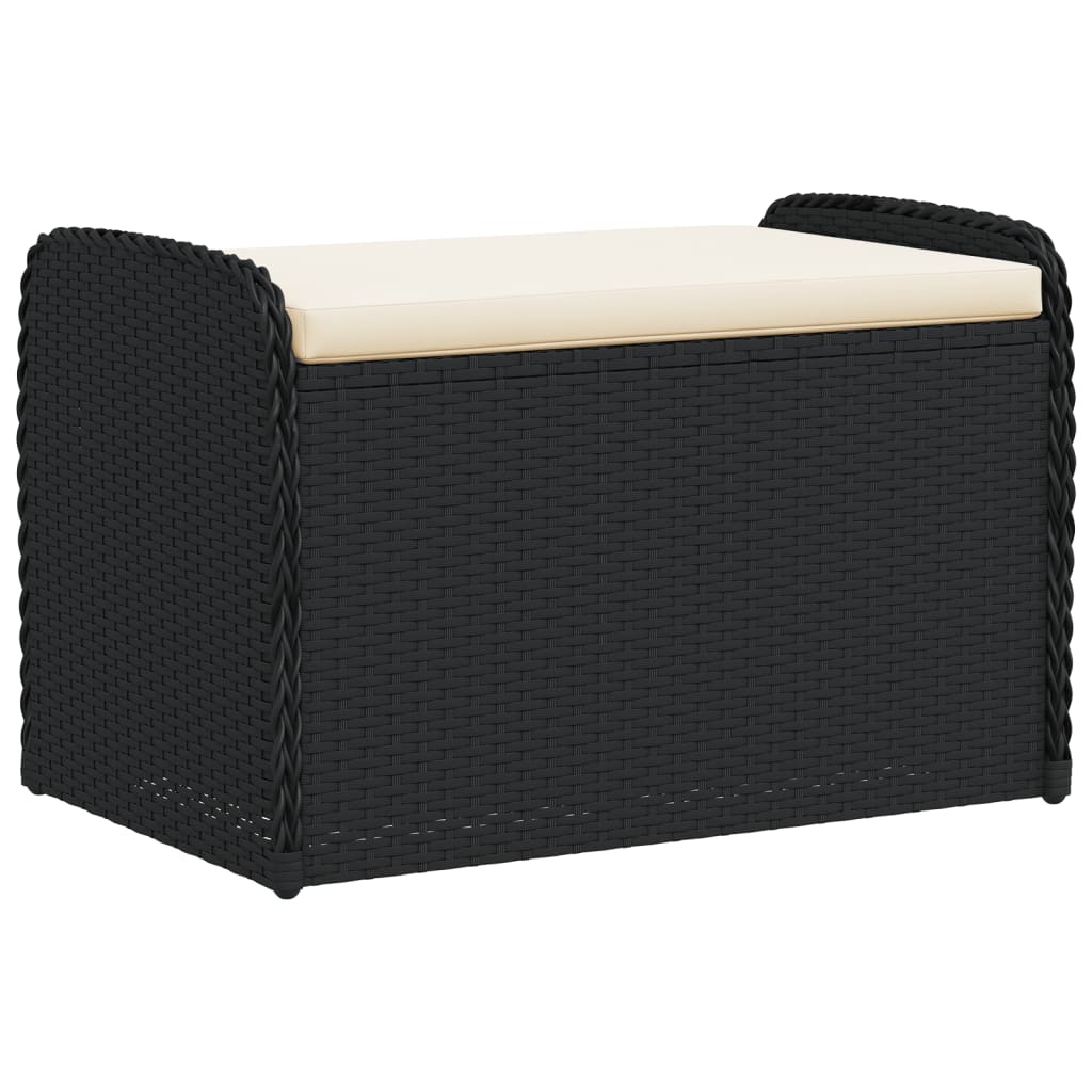 Klupa za pohranu s jastukom crna 80 x 51 x 52 cm od poliratana