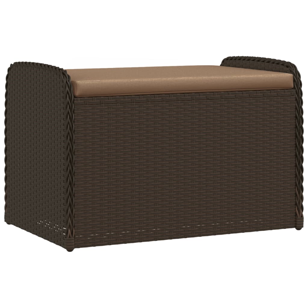 Klupa za pohranu s jastukom smeđa 80 x 51 x 52 cm od poliratana