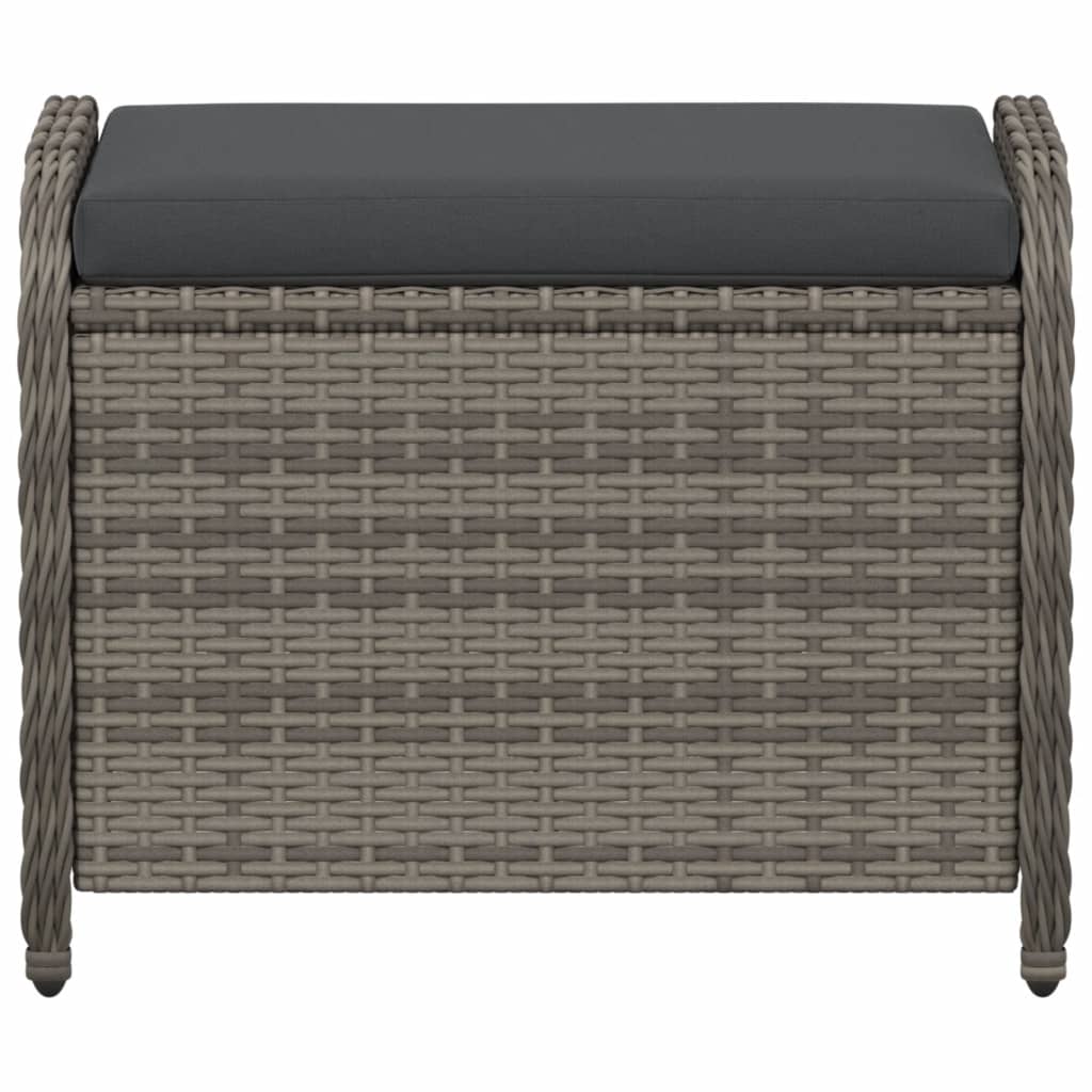 Vrtni tabure s jastukom sivi 58x46x46 cm od poliratana