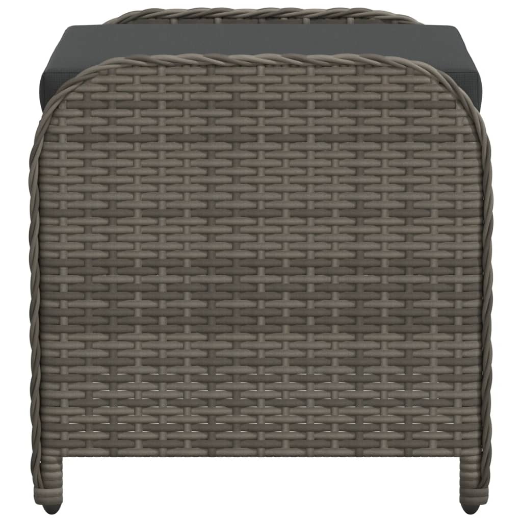 Vrtni tabure s jastukom sivi 58x46x46 cm od poliratana