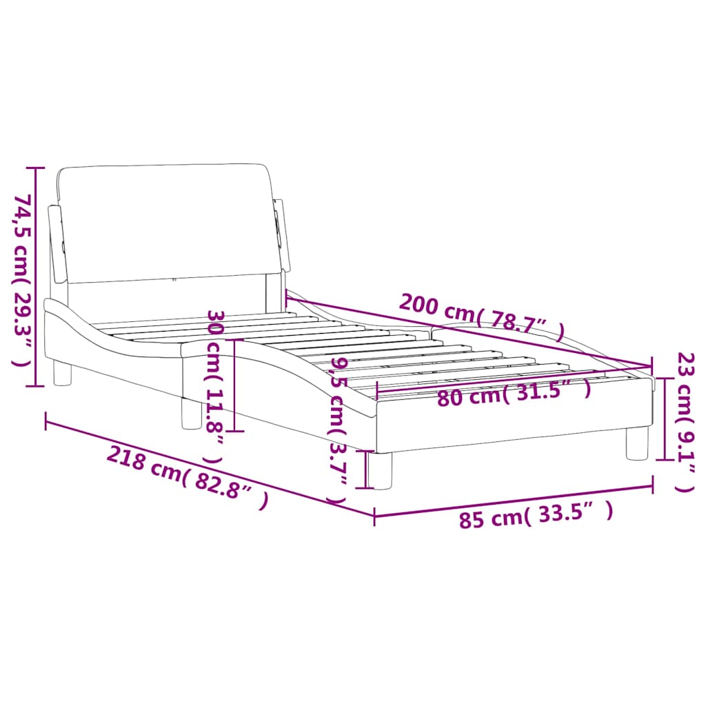 Okvir za krevet Dover svjetlosivi 80x200 cm baršunasti