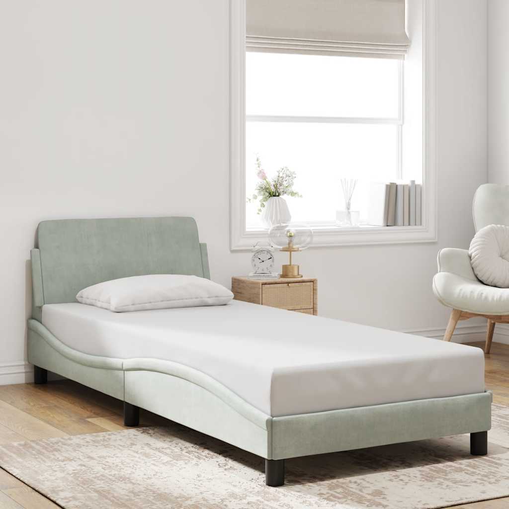 Okvir za krevet Dover svjetlosivi 80x200 cm baršunasti