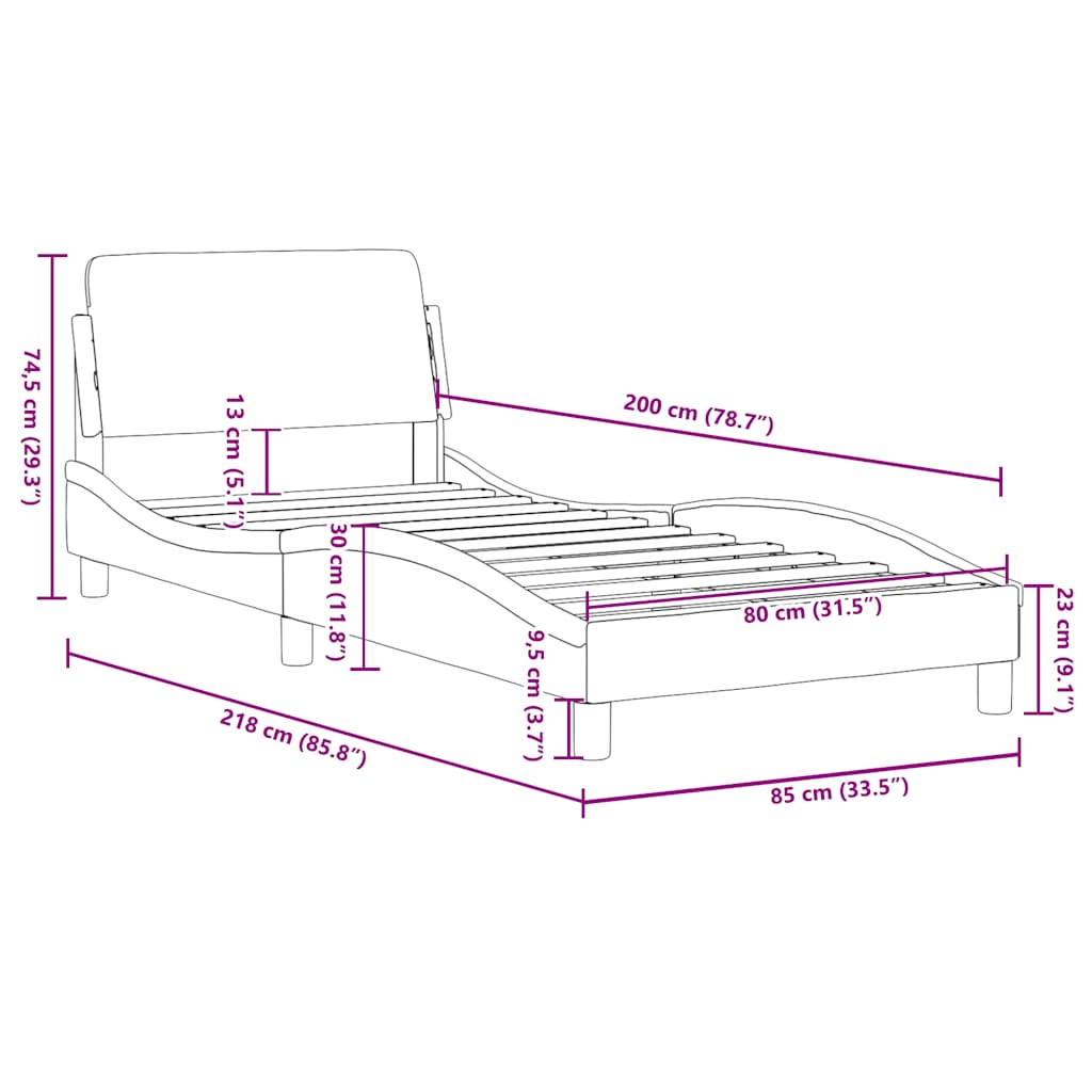 Okvir za krevet Dover sivi 80 x 200 cm od umjetne kože