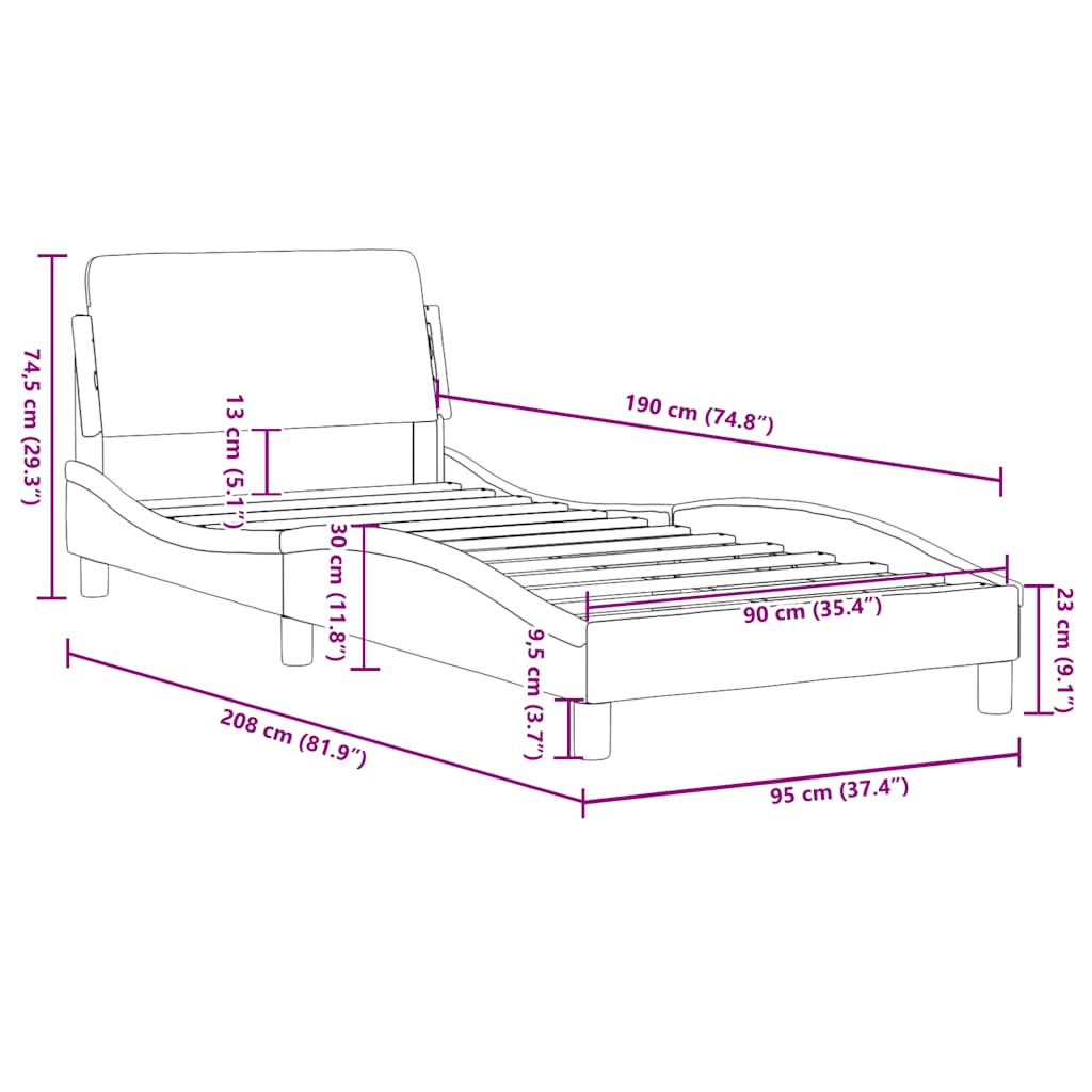 Okvir za krevet Dover crni 90x190 cm od umjetne kože