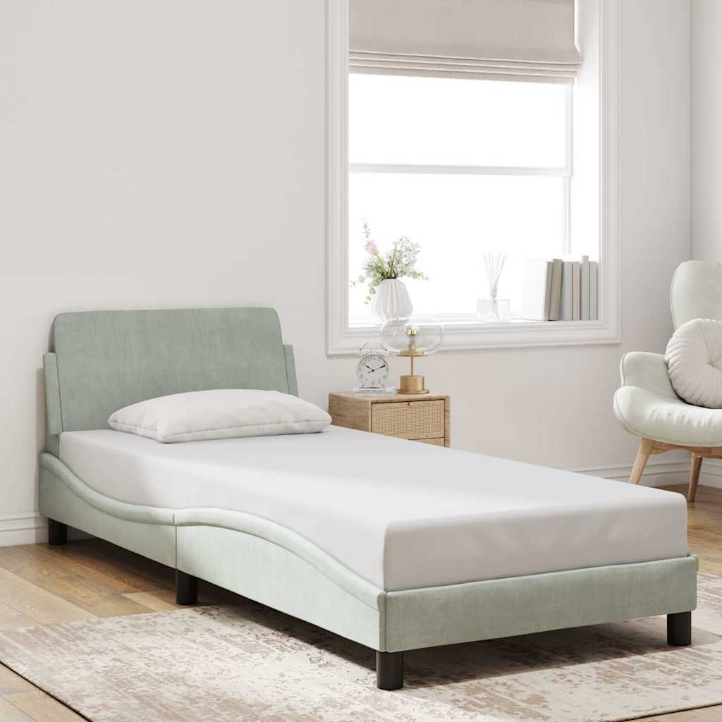 Okvir za krevet Dover svjetlosivi 90x200 cm baršunasti