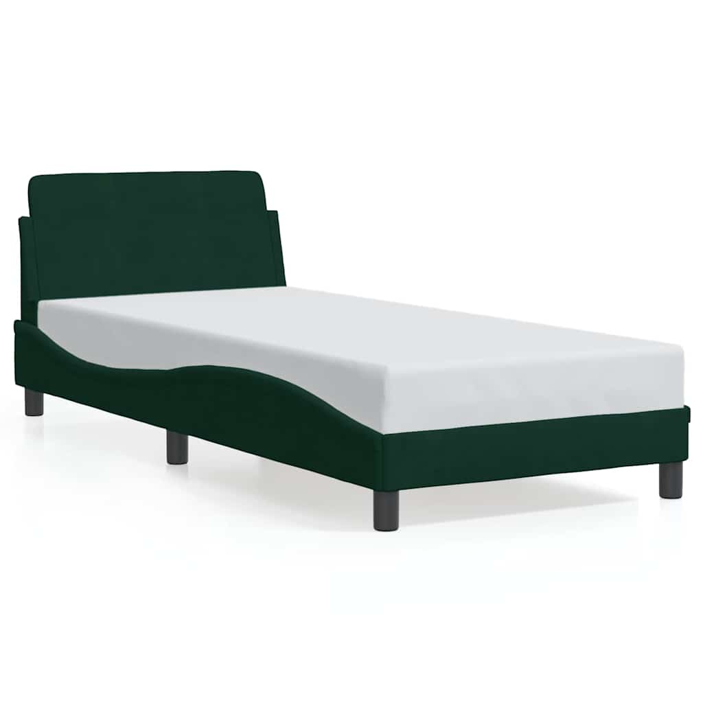 Okvir za krevet Dover tamnozeleni 90x200 cm baršunasti