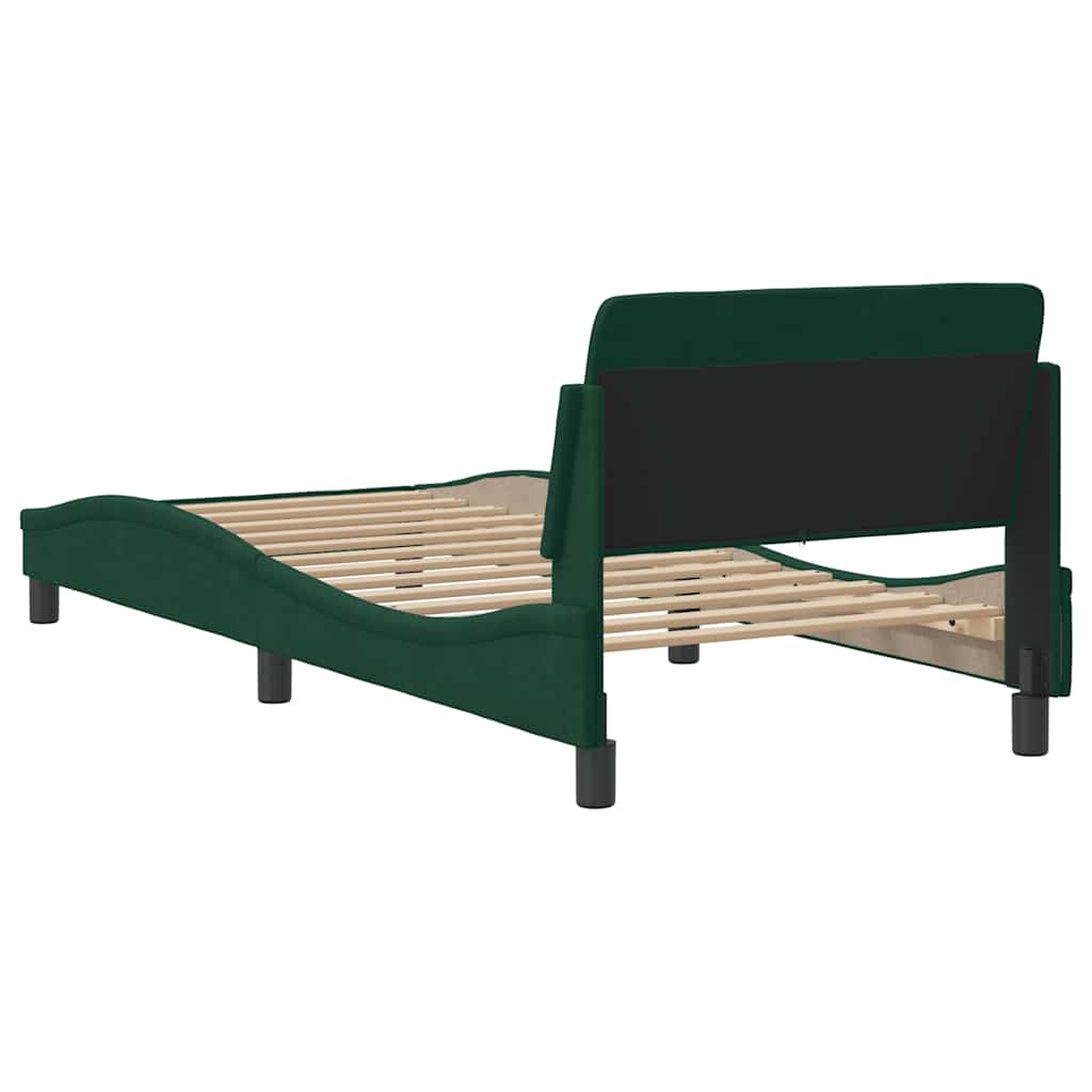 Okvir za krevet Dover tamnozeleni 90x200 cm baršunasti