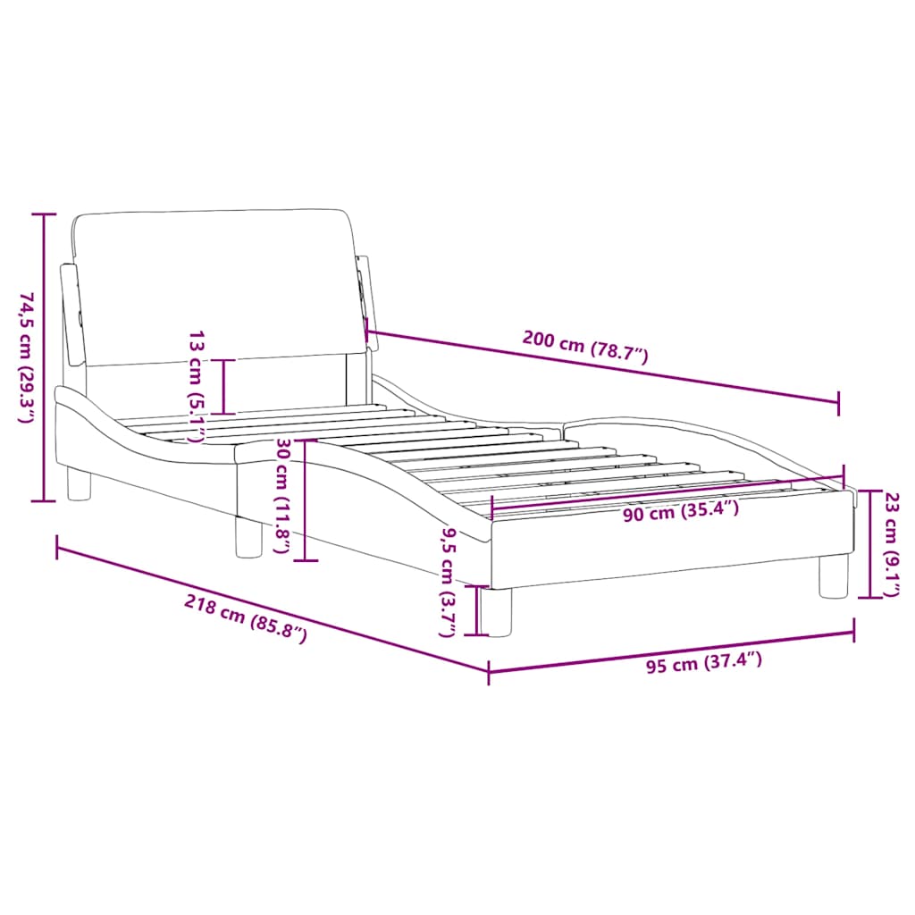 Okvir za krevet Dover bijela 90x200 cm od umjetne kože