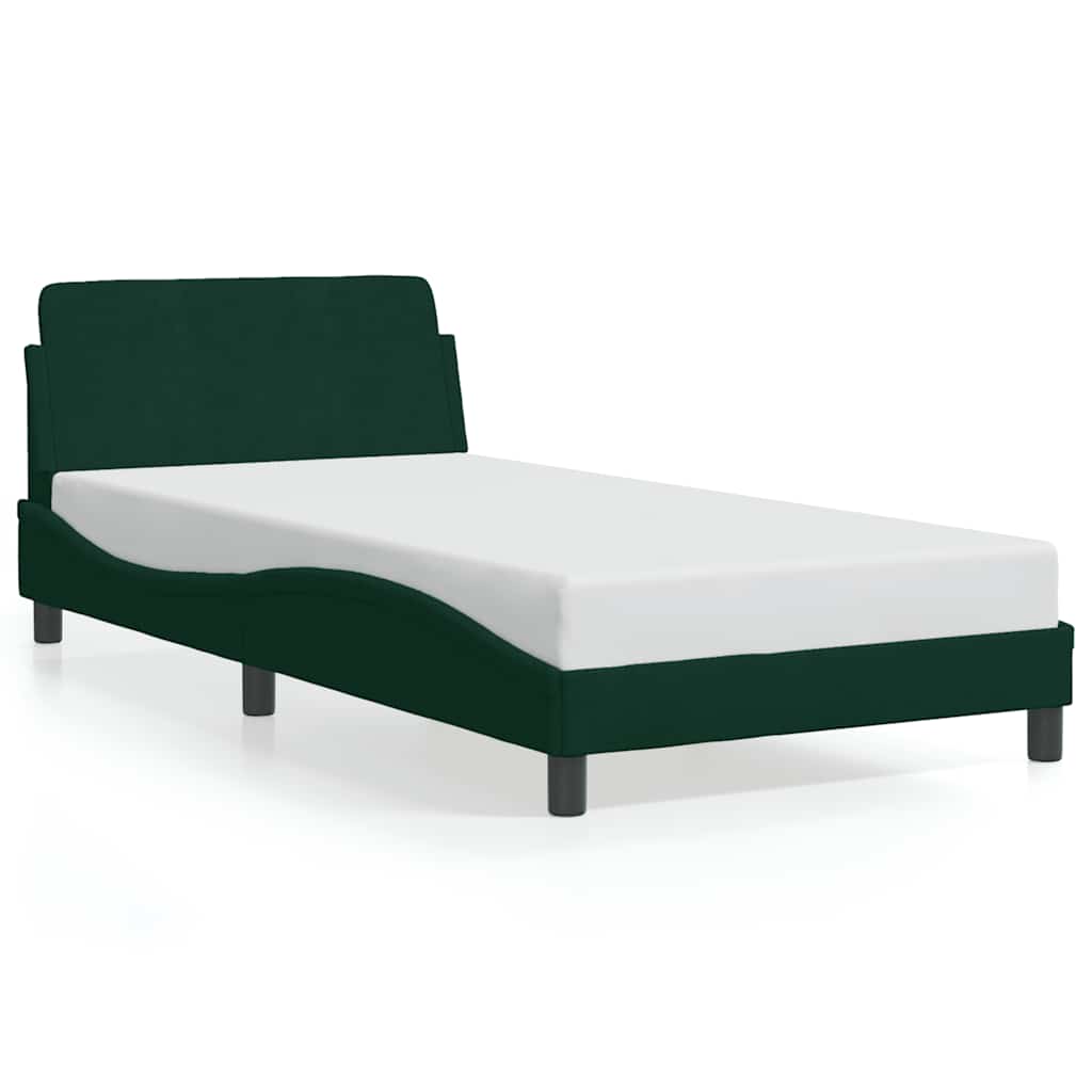 Okvir za krevet Dover tamnozeleni 100x200 cm baršunasti