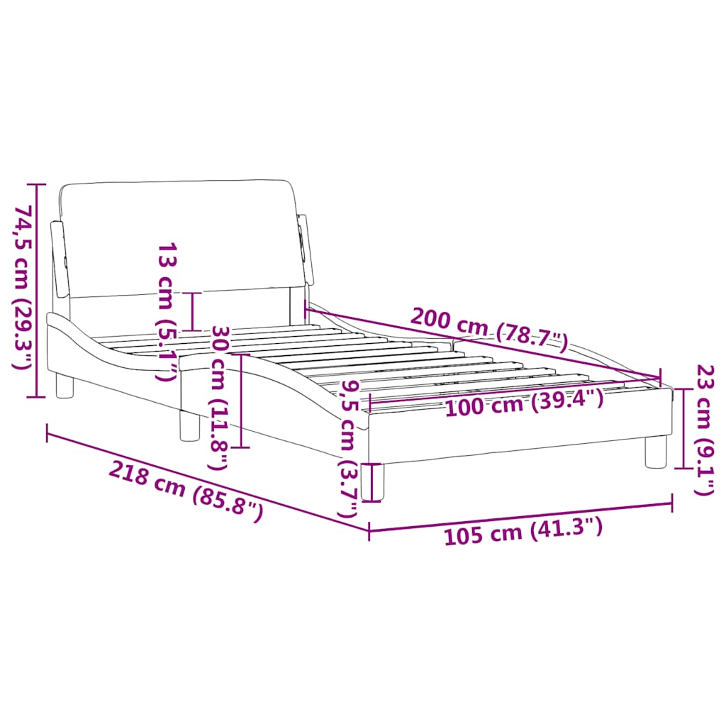 Okvir za krevet Dover crni 100x200 cm od umjetne kože