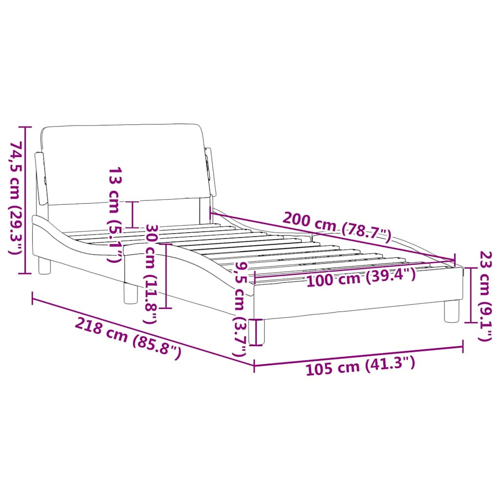 Okvir za krevet Dover bijelo-crni 100x200cm umjetna koža