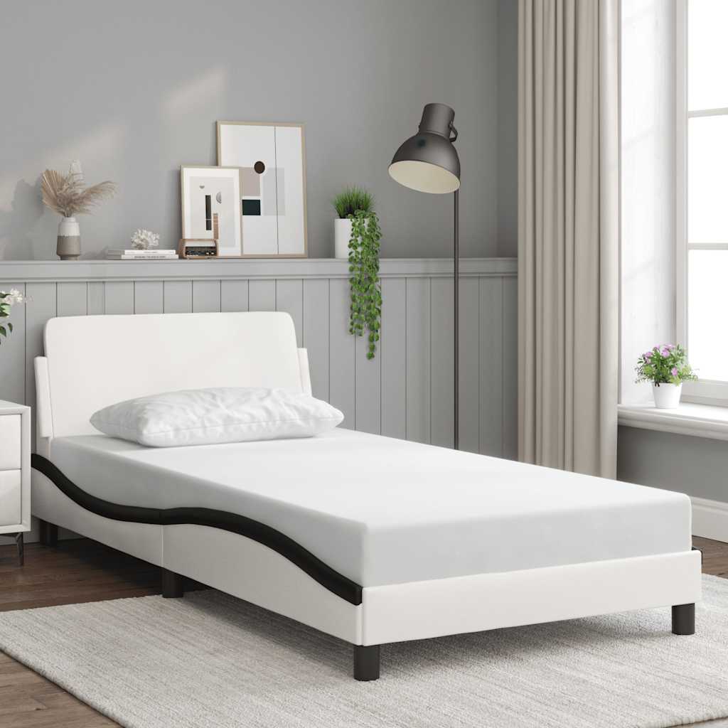 Okvir za krevet Dover bijelo-crni 100x200cm umjetna koža