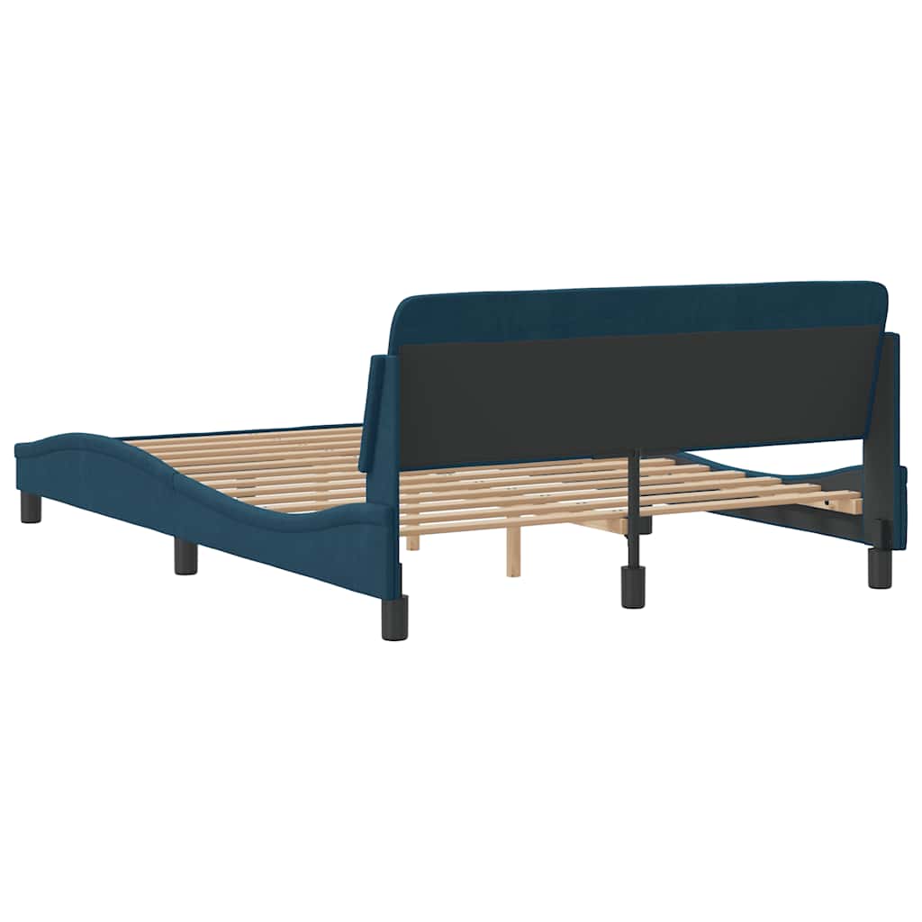 Okvir za krevet s uzglavljem Dover plavi 140 x 190 cm baršunasti