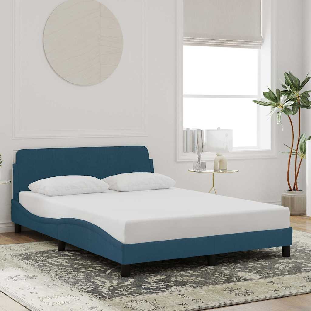 Okvir za krevet s uzglavljem Dover plavi 140 x 190 cm baršunasti