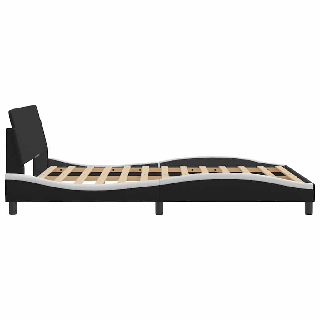 Okvir za krevet Dover crno-bijeli 140x190 cm umjetna koža