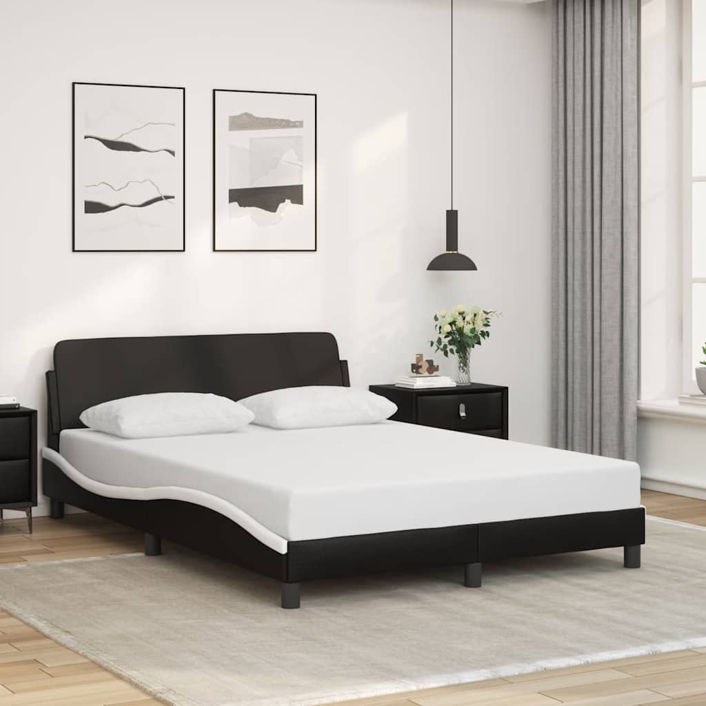 Okvir za krevet Dover crno-bijeli 140x190 cm umjetna koža