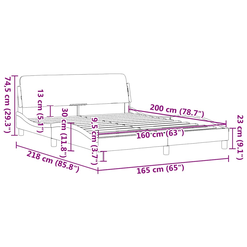 Okvir za krevet Dover crni 160x200 cm od umjetne kože