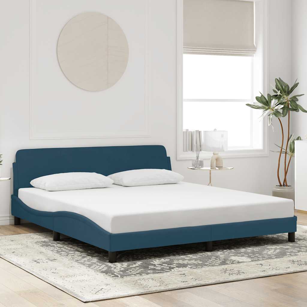 Okvir za krevet s uzglavljem Dover plavi 180x200 cm baršunasti