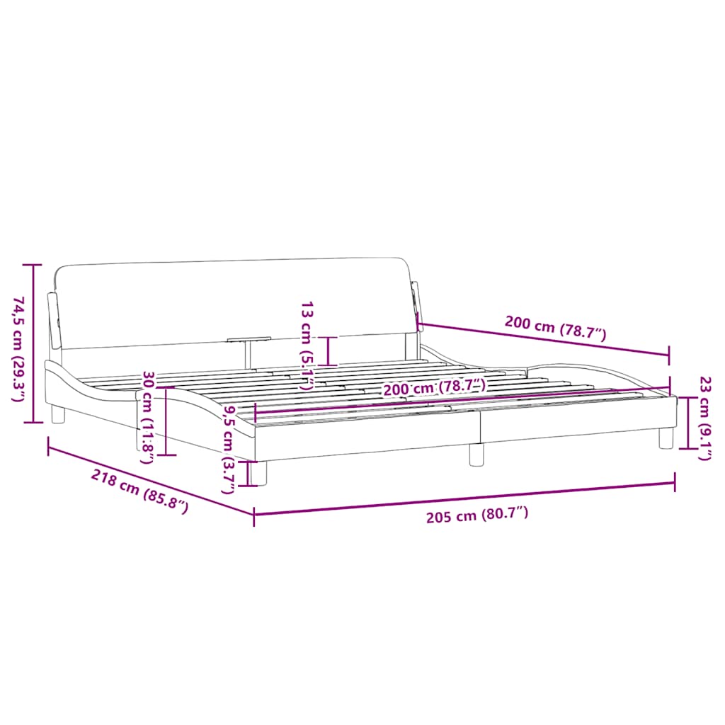Okvir za krevet Dover crni 200x200 cm od tkanine