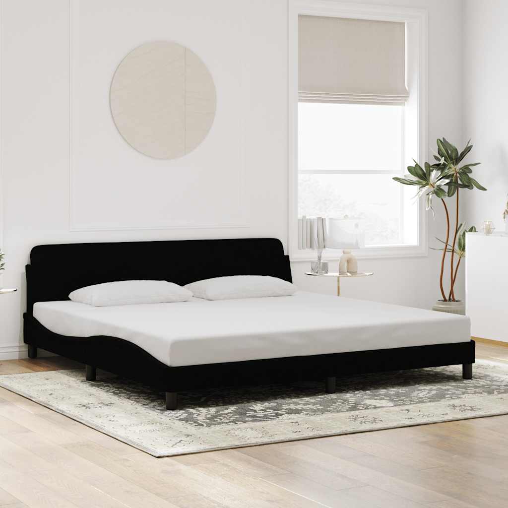 Okvir za krevet Dover crni 200x200 cm baršunasti