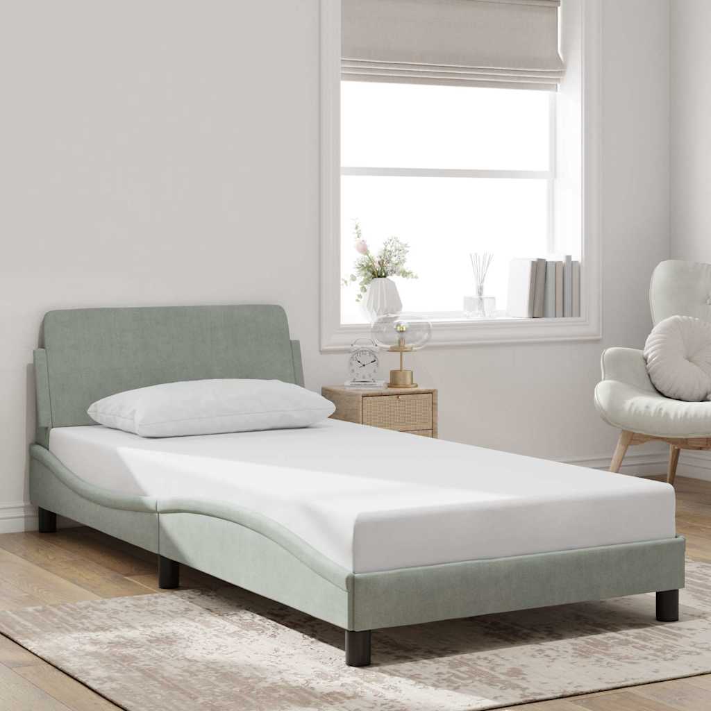 Okvir za krevet Dover svjetlosivi 100x203 cm baršunasti