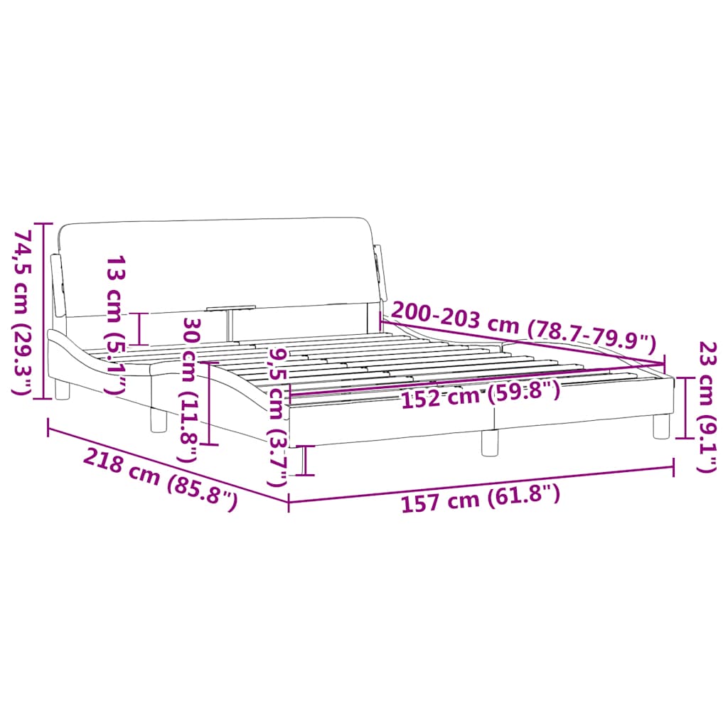 Okvir za krevet Dover tamnosivi 152x203 cm od tkanine