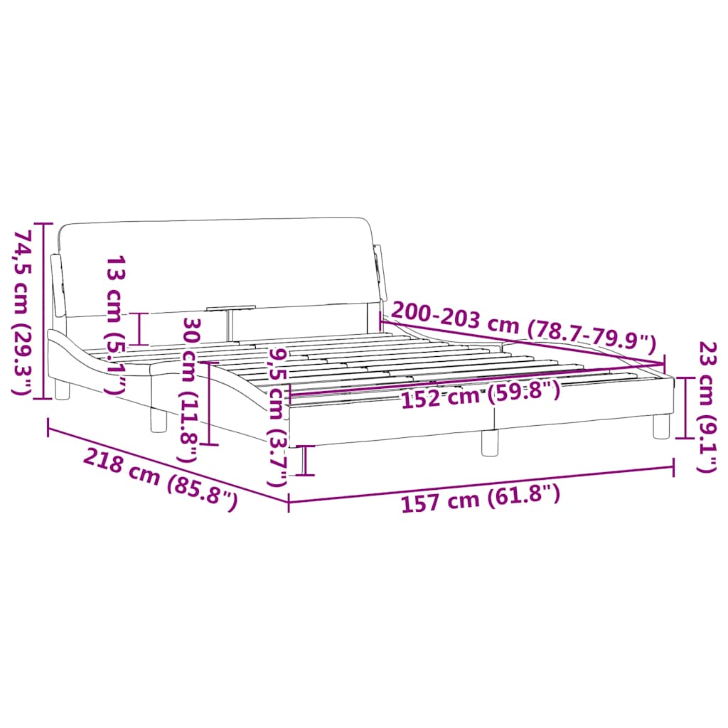 Okvir za krevet Dover tamnosivi 152x203 cm baršunasti