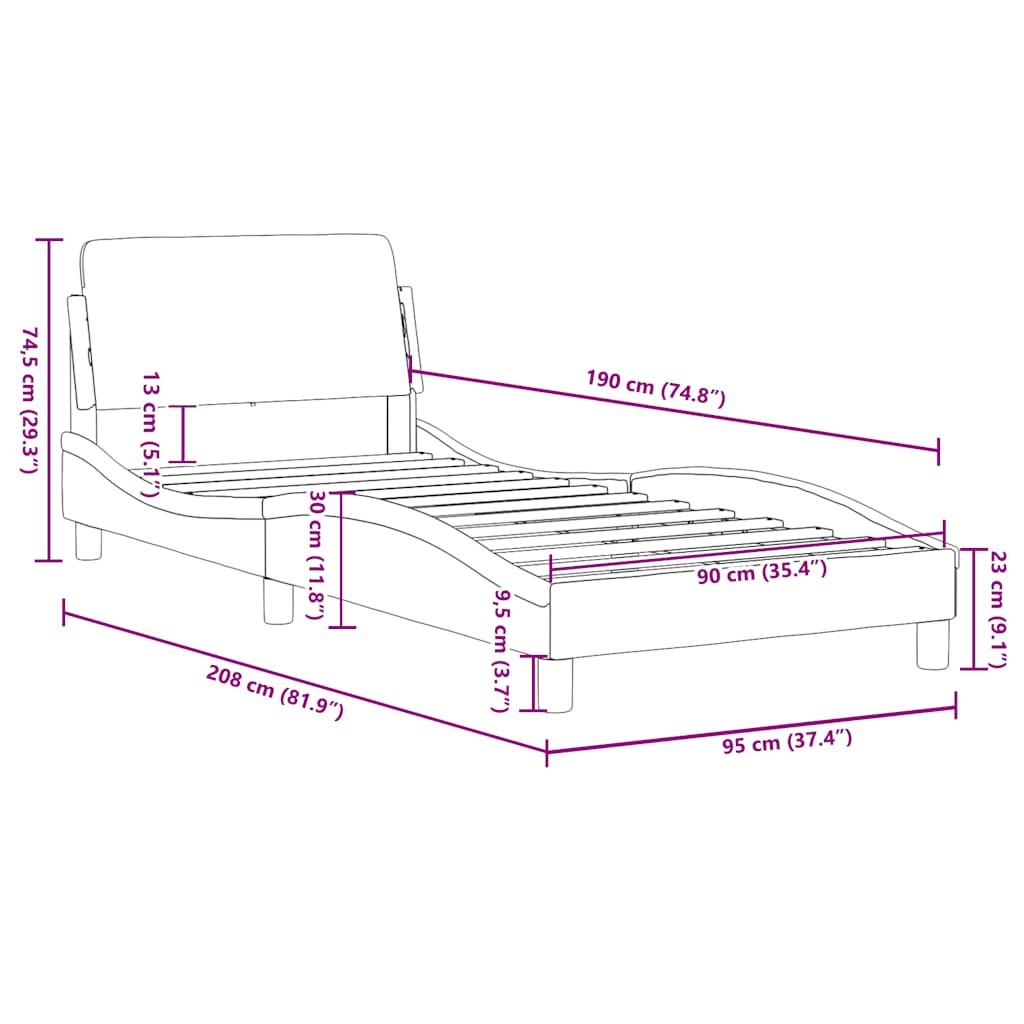 Okvir za krevet Dover svijetlosivi 90x190 cm tkanina