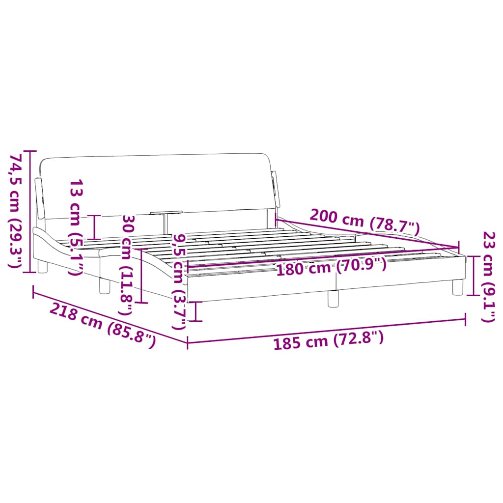 Okvir za krevet Dover tamno sivi 180x200 cm baršun