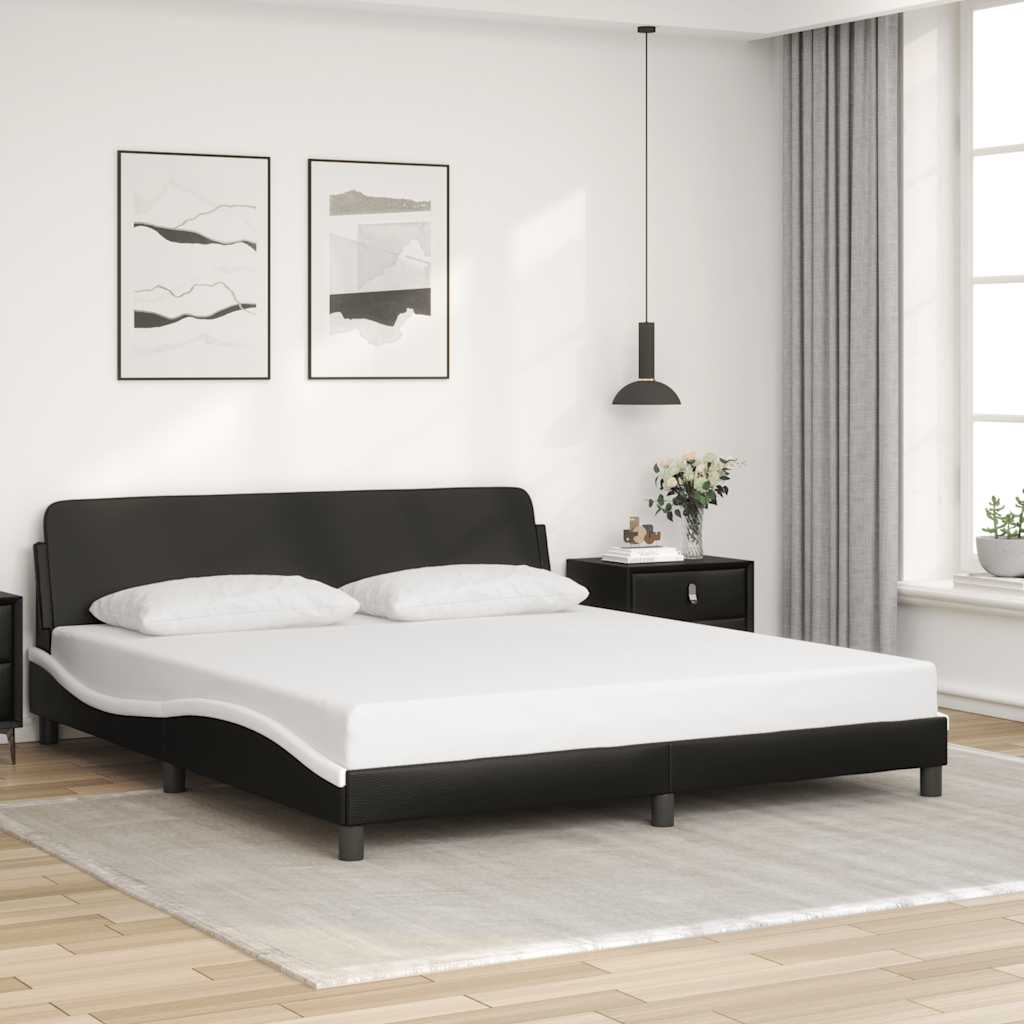 Okvir za krevet Dover crno-bijeli 180x200 cm umjetna koža