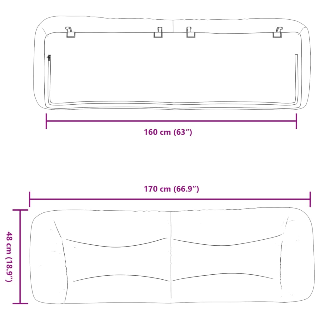 Jastuk za uzglavlje Hvar crni 160 cm od umjetne kože