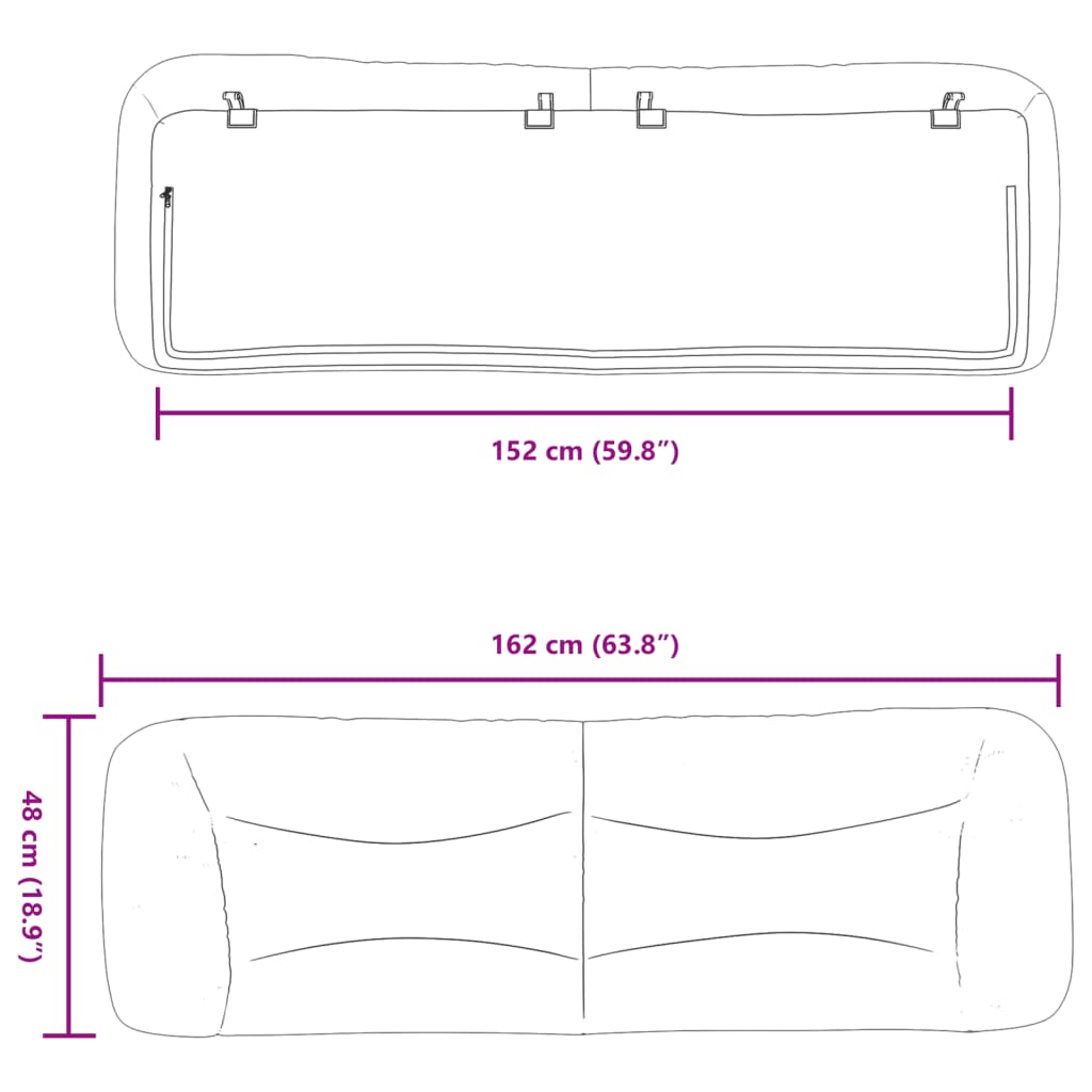 Jastuk za uzglavlje Hvar crni 152 cm od umjetne kože