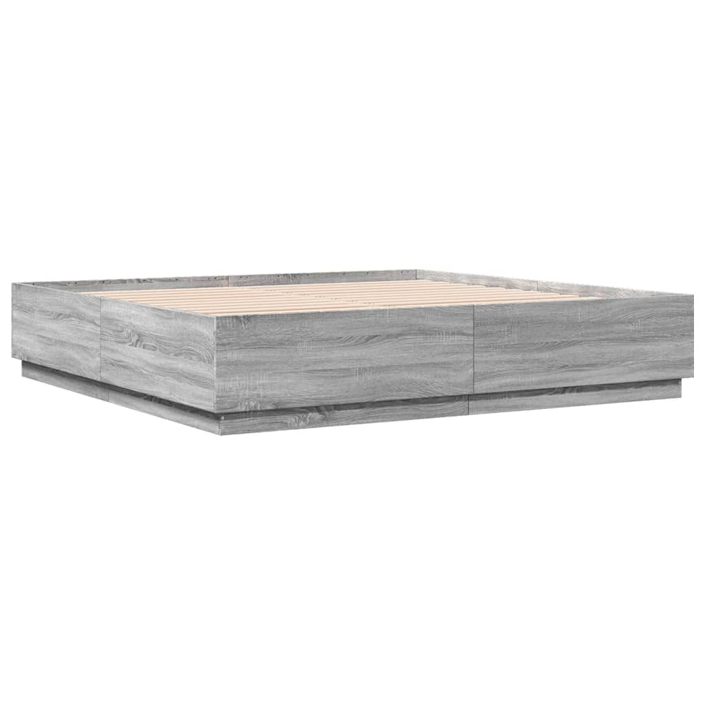 Okvir za krevet s LED svjetlima boja hrasta 180 x 200 cm drveni