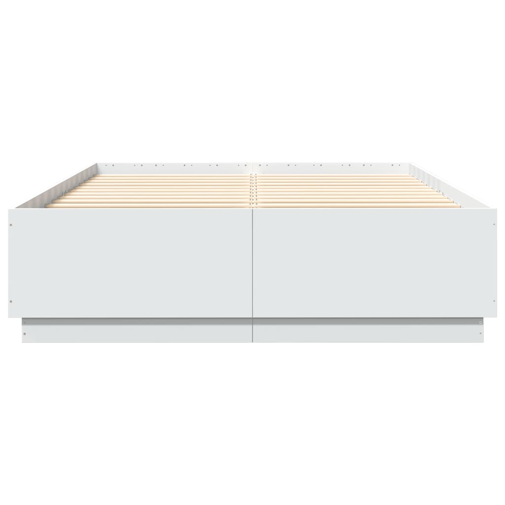 Okvir kreveta s LED svjetlima bijeli 150 x 200 cm drveni