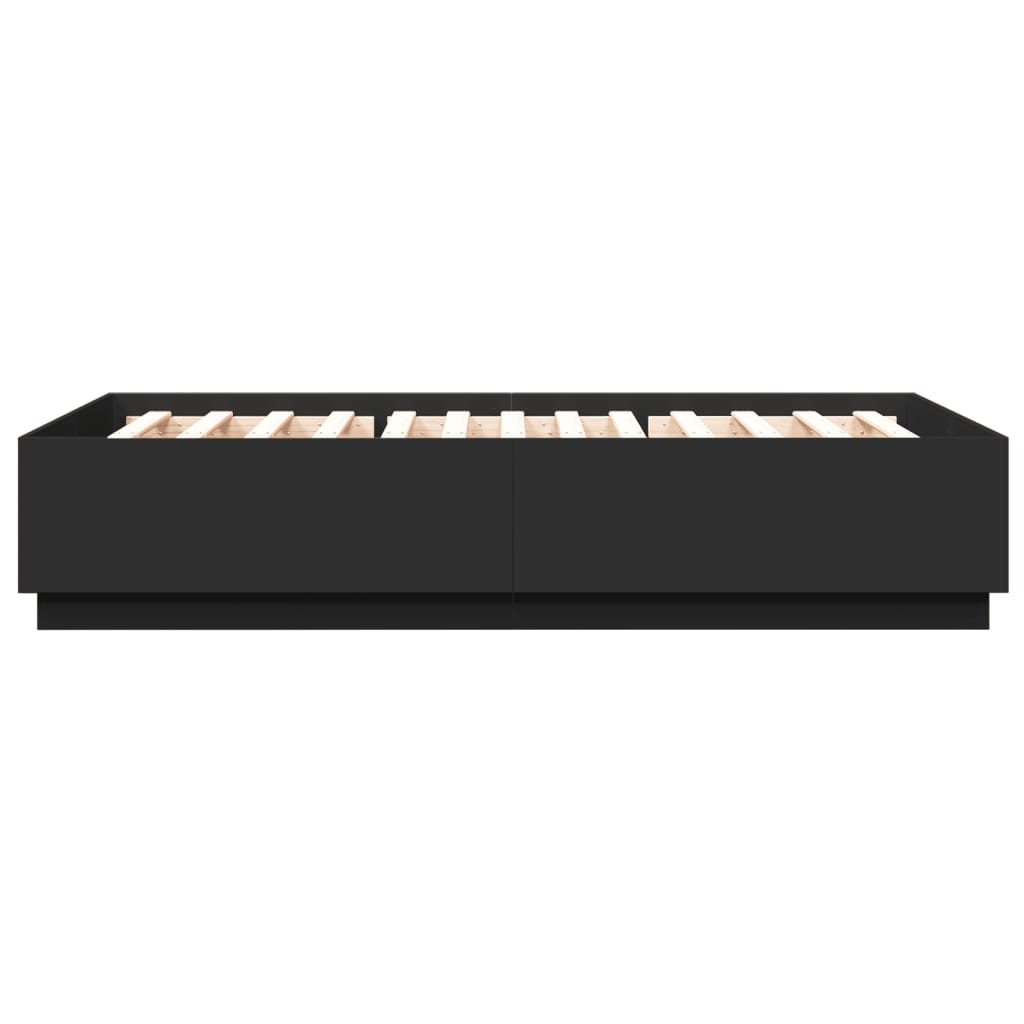 Okvir kreveta s LED svjetlima crni 150 x 200 cm drveni