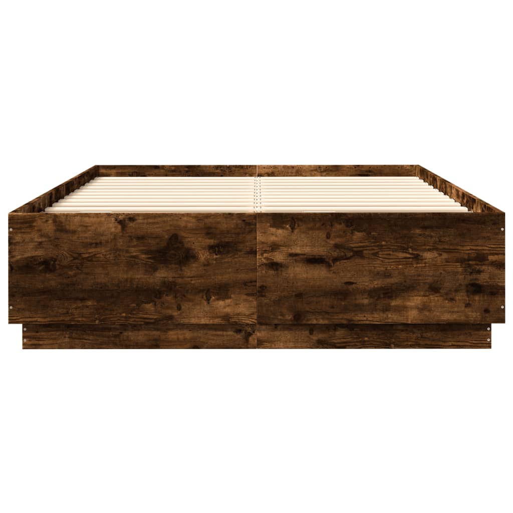 Okvir kreveta s LED svjetlima boja hrasta 140 x 200 cm drveni